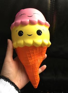 大号慢回弹双头笑脸冰淇淋squishy雪糕仿真食品模型