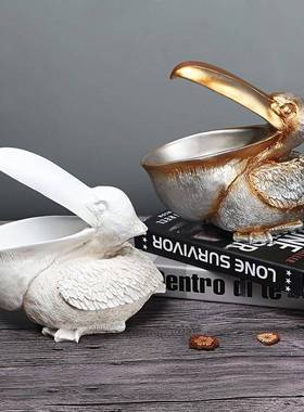 创意欧式家居鹈鹕动物摆饰 酒柜客厅钥匙装饰品收纳鞋柜玄关摆件