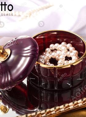 北欧创意简约ins玻璃工艺品首饰盒糖果盒摆件收纳储物罐