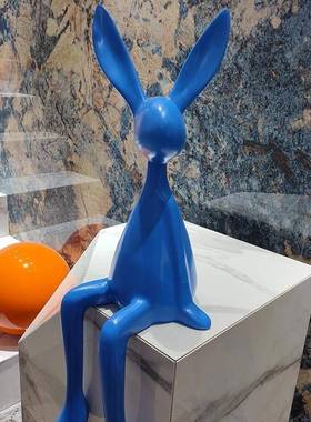 简约现代奶油风大白兔子雕塑摆件客厅玄关电视柜酒柜展示壁龛装饰
