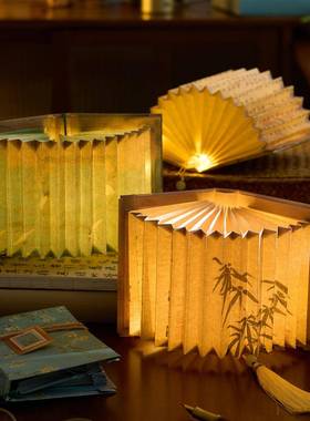 早沫国风扇形书灯 琉璃珠灯系列古风文艺书法名画DIY手工桌面摆件