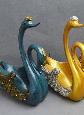 欧式玫瑰天鹅酒架家居饰品玄关客厅装饰品样板间摆设酒柜工艺品