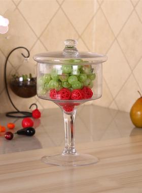 欧式透明玻璃蛋糕盘水果盘高脚托盘防尘罩婚庆家居甜品台展示摆件