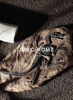 意式极简复古仿真恐龙化石标本树脂工艺品书房酒柜玄关柜橱窗摆件