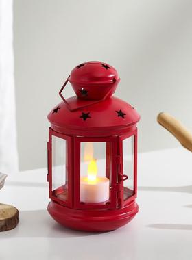 欧式镂空星星铁艺烛台圣诞节小马灯DIY摆件手工