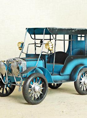 金属铁皮老爷车模型复古仿古手工做旧汽车模型家居经典怀旧1212