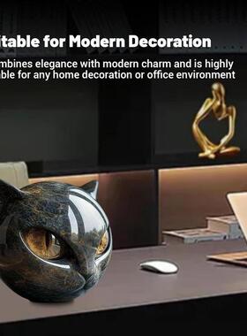 独立站猫咪雕塑装饰品摆件万圣节装饰猫咪头像摆件