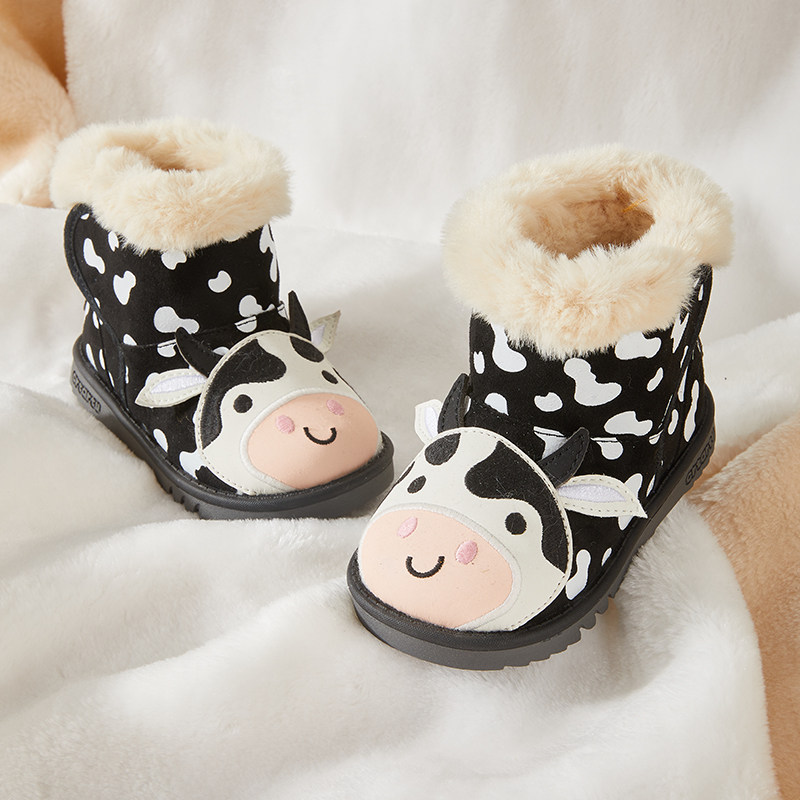 卡特兔雪地靴儿童棉鞋女宝宝卡通靴子冬款防滑男女童加绒动物鞋子,淘宝优惠券,粉丝福利购,淘宝优惠卷