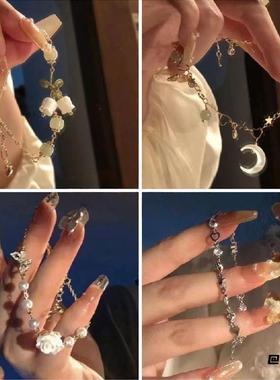 轻奢ins风小清新串珠月牙高颜值同款七夕节手链手饰手镯少女心