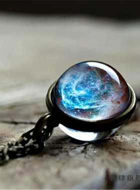 新款银河星云新品项链百搭宇宙玻璃球星空双面欧美2025款星系202