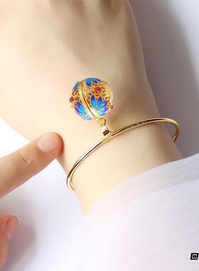 蓝色香囊吊坠 保色古风镂空可打开香囊球吊坠 香丸宫铃饰品配件