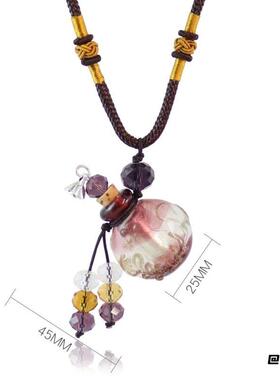 挂件内空小瓶子琉璃扩香瓶香薰精油车饰扁圆斑点吊坠空瓶香薰扩香