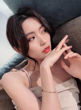 小红心韩国颈链女士七夕小众项圈法式项链双面复古高级感ins风