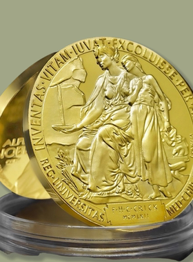 仿诺贝尔奖镀金币奖章工艺品 创始人肖像科学发明荣誉纪念礼品