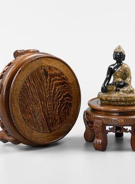 鸡翅木花架中式实木盆景架鱼缸架子花瓶盆景室内花几圆形摆件底