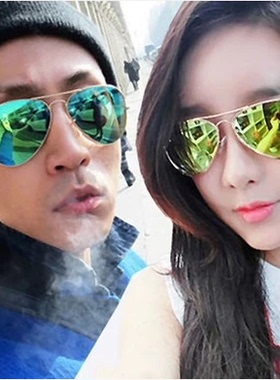 2024新款彩膜反光男女时尚蛤蟆镜