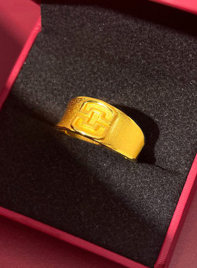 5G黄金色越南沙金镀金999戒指男士精品泥鳅背经文开口指环高级感