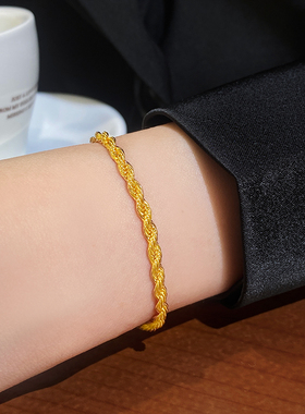 金色麻花编织手链女款轻奢小众精致2025新款手绳沙金手饰