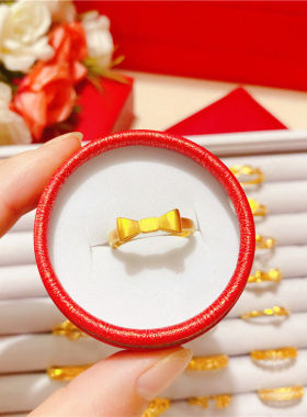 经典时尚沙金戒指女仿真黄金色满天星爱心戒子不掉色指环饰品