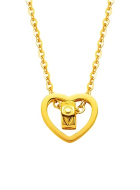 越南沙金项链女灵动爱心锁吊坠轻奢高级感仿真黄金999不掉色首饰