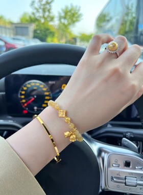 铃兰花玉石手链简约轻奢风仿和田玉四叶草钱币手串平安扣女款饰品