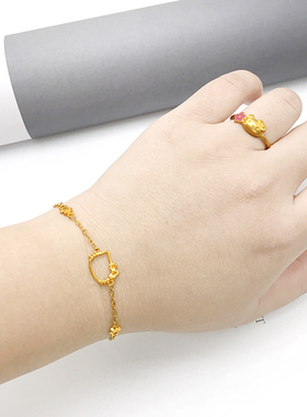 越南沙金手链女小清新 爱心kitty猫学生送闺蜜礼物镀厚金爱心链子