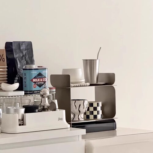 稍安物造 咖啡杯子收纳展示架水吧无指纹不锈钢浴卧室化妆品香水 - 图3