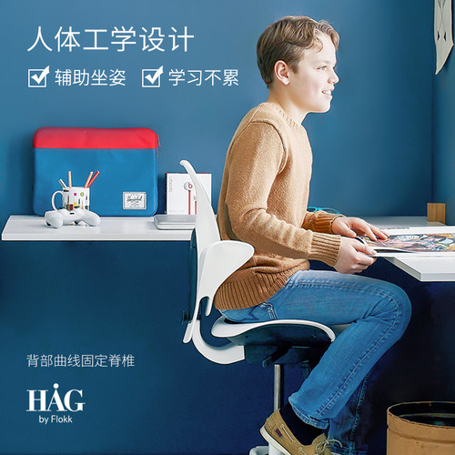 HAG儿童学习椅写字椅 中小学生书桌椅子可升降骑马椅电脑椅 - 图0