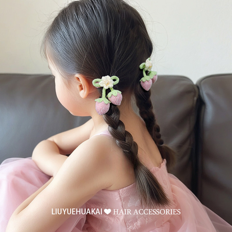 儿童发夹红色草莓立体可爱高颜值宝宝扎头发不伤发侧边夹小号发饰,淘宝优惠券,粉丝福利购,淘宝优惠卷