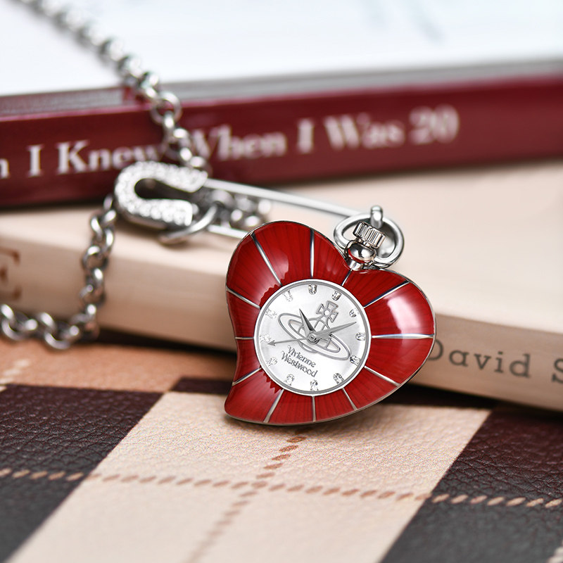 西太后红色手表项链爱心吊坠女表轻奢小众高级感女生礼物欧美腕表 - 图3