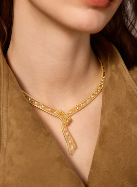 ARSIS法式复古飘带毛衣链项链