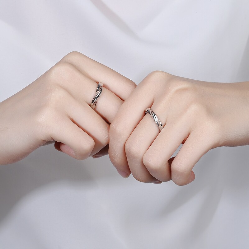 【520女神节礼物】一对纯银情侣戒指 玉瑭珑戒指/指环