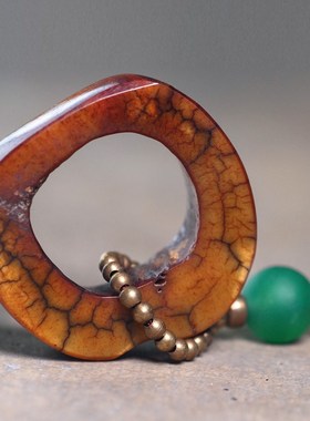 极速非鱼之家民族风烟熏牛v骨吊坠男 藏族质朴平安挂饰包浆把玩件