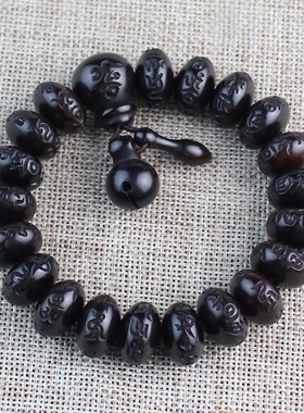 极速厂家直销雷击枣木手串个性算B盘珠男女佛珠手链情侣饰品刻六