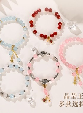 极速平安锦鲤琉璃冰m透仿水晶文玩学生盘玩菩提手串女款绕指柔情