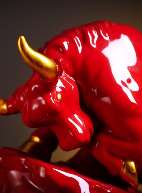 极速家居陶瓷牛摆件m大号创意礼品陶瓷工艺品牛年风水牛招财客厅