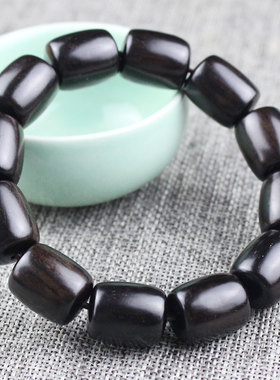 极速天然实木黑檀手串老型桶珠紫C光檀木乌木文玩佛珠男女情侣手