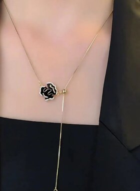 新品气质百搭镶钻花朵珍珠项链轻奢小众毛衣链女2023X年新款爆款