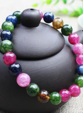 极速厂家直销碧玺玉髓手串水晶饰品单圈男女情侣手U链夏季清凉直