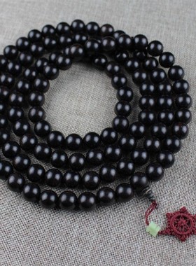 极速天然实木黑檀手串108颗念珠15MM紫光檀O木佛珠手链黑黄檀老料