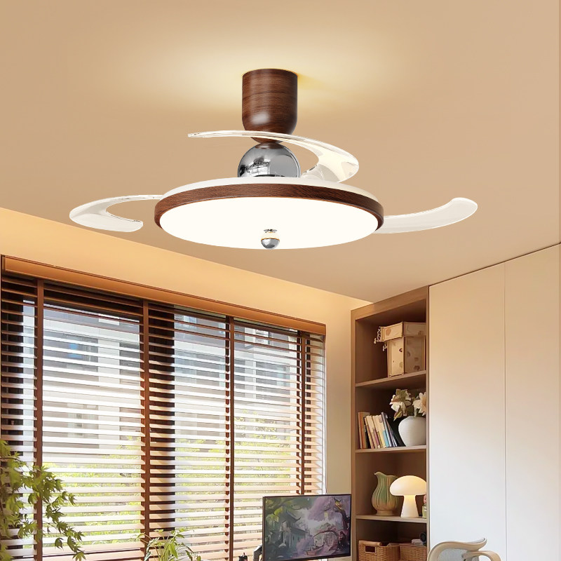帕莎 风扇灯中古风简约餐厅静音变频LED吊扇灯原木色家用卧室电扇,淘宝优惠券,粉丝福利购,淘宝优惠卷
