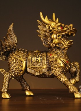 2026招财麒麟摆件一对客厅办公室玄关酒柜送子旺财纳福麒麟开业礼