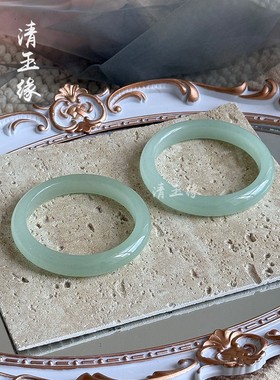 2026清玉缘天然东陵玉手镯晴水油青色玉镯子远山黛女款和田玉翡翠