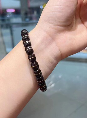 2026新款精工黑金椰蒂一线汉堡珠手串单圈老型念珠佛珠文玩手链