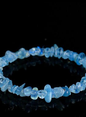 2026名都水晶 天然海蓝碎石手链 老矿海蓝碎石手串 厂家直销