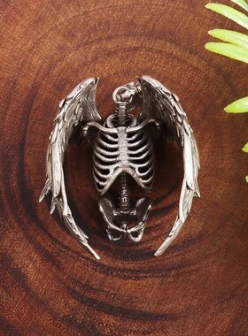 2026半身骷髅骨头翅膀项链欧美复古风设计毛衣链朋克街头机车潮流