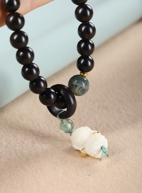 2026紫光檀黑檀木手持念珠男女款单圈六字真言手串扎基拉姆文玩佛