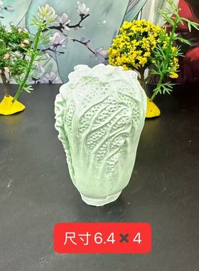 国潮夜光小白菜摆件中式白菜造型半手工精心雕刻财运创意日常摆件
