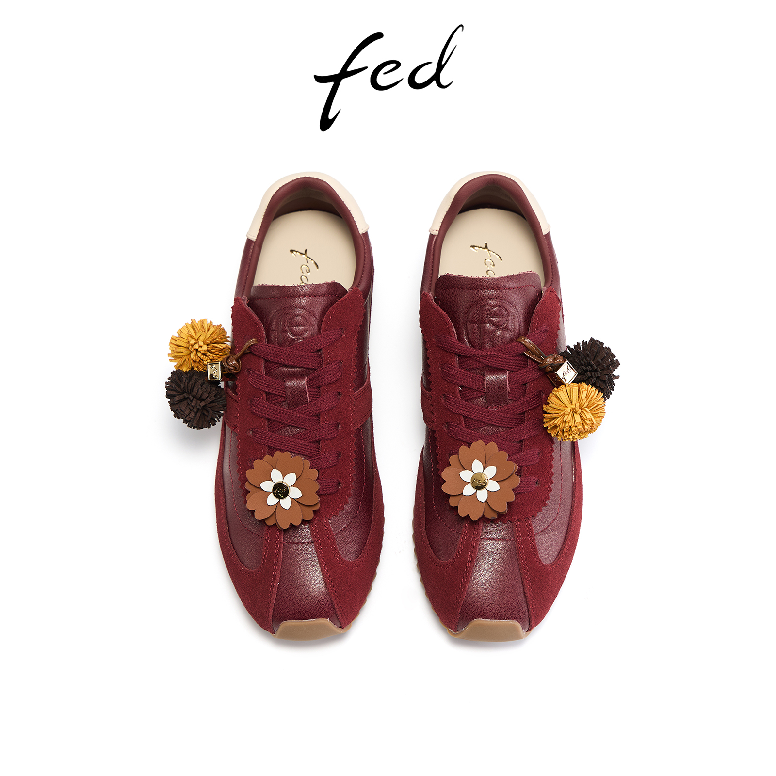 fed红色德训鞋春季新款女鞋增高厚底鞋软底休闲鞋女S1013-ZCB308 - 图1