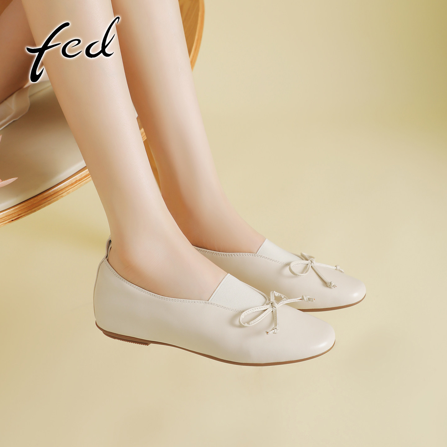 fed复古真皮圆头蝴蝶结芭蕾舞小皮鞋女一脚蹬平底深口玛丽珍单鞋,淘宝优惠券,粉丝福利购,淘宝优惠卷